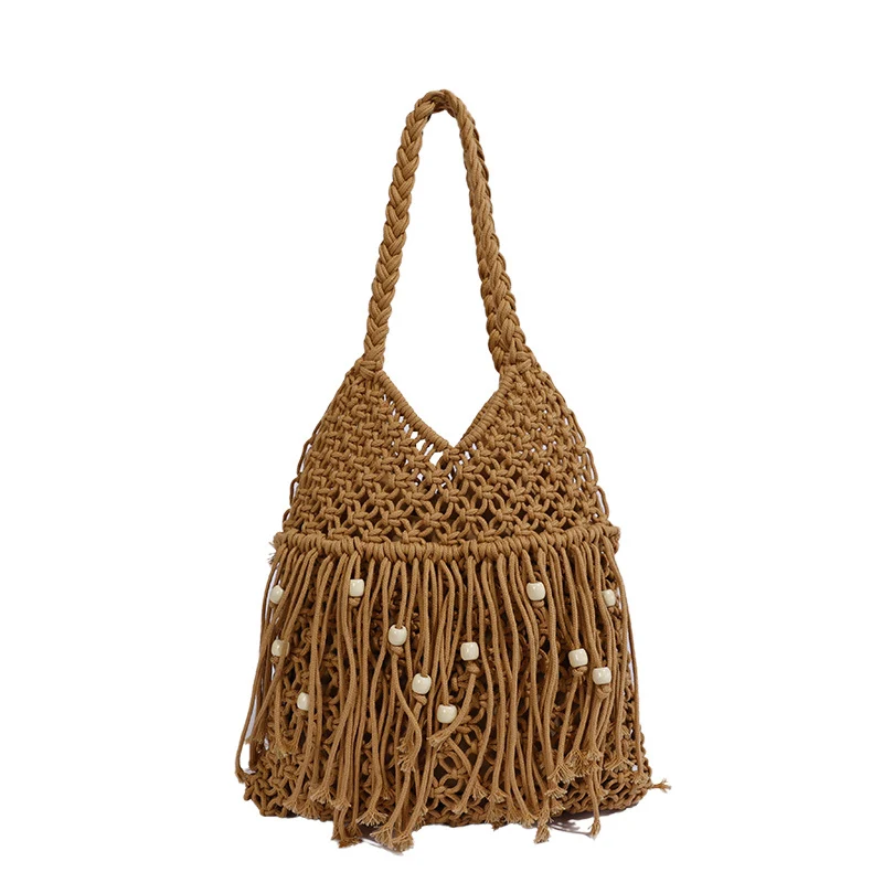 Handgemachte Makramee-Tasche mit Quasten Skanto