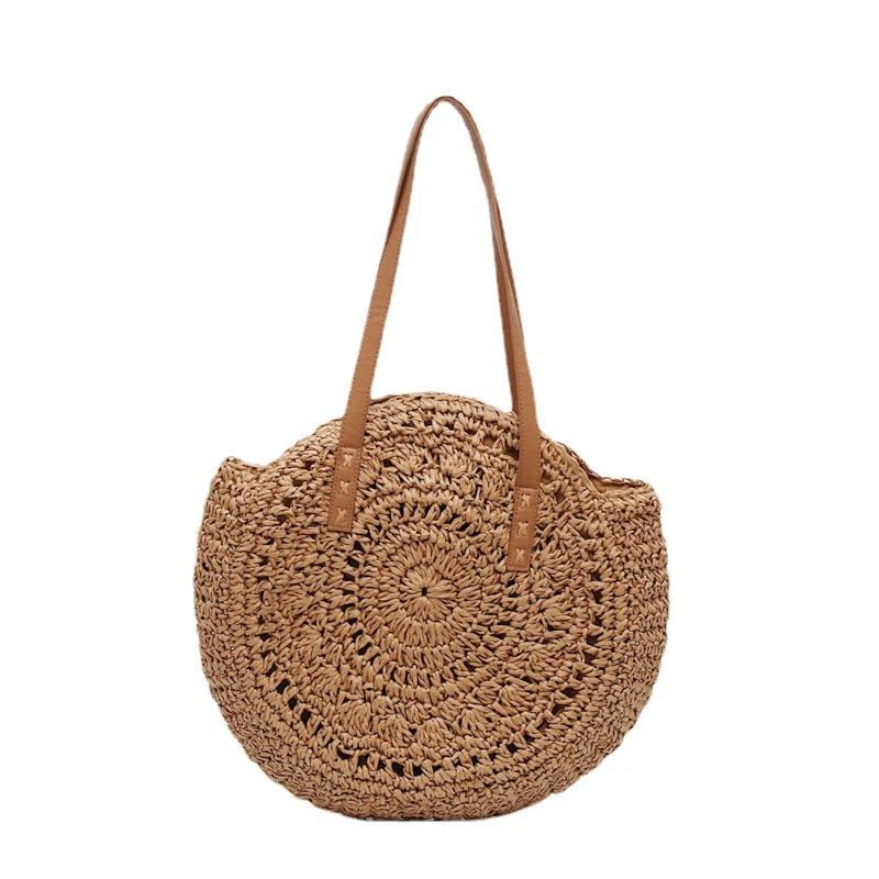 Handgemachte runde Tasche aus Naturraffia Skanto