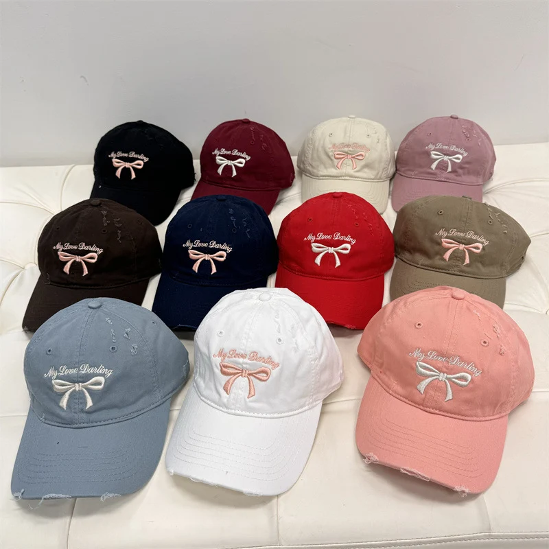 Damen Baseball Cap aus gewaschener Baumwolle mit Schleifenstickerei Skanto