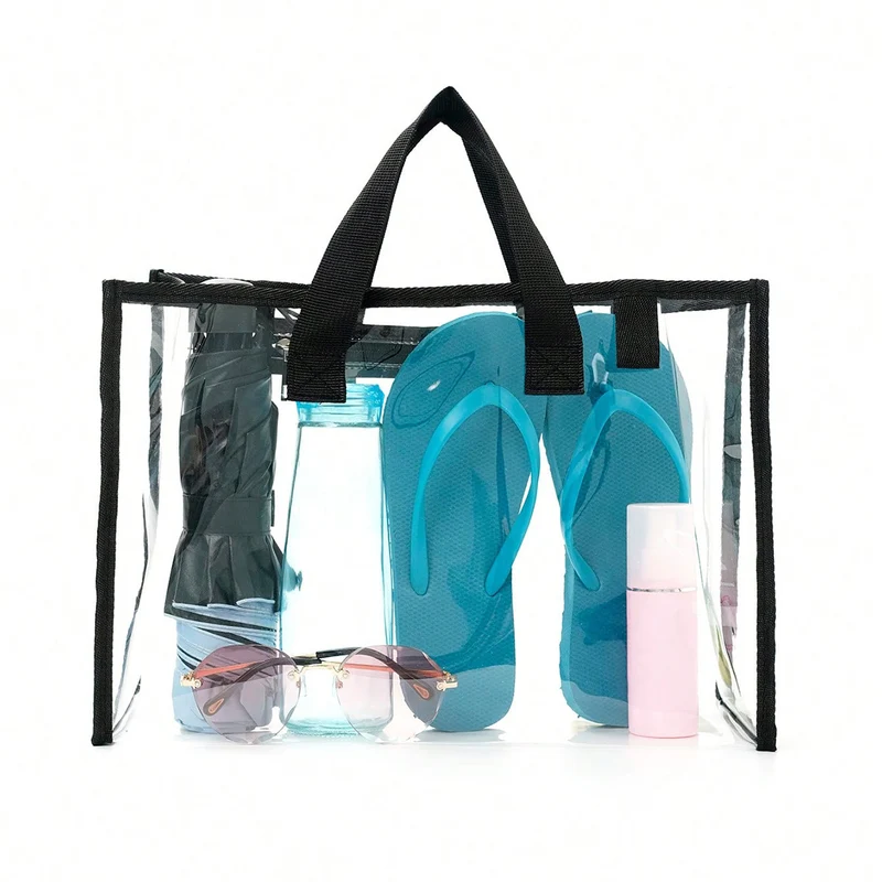 Transparente Strandtasche mit stilvollen Griffen und mehreren Fächern Skanto