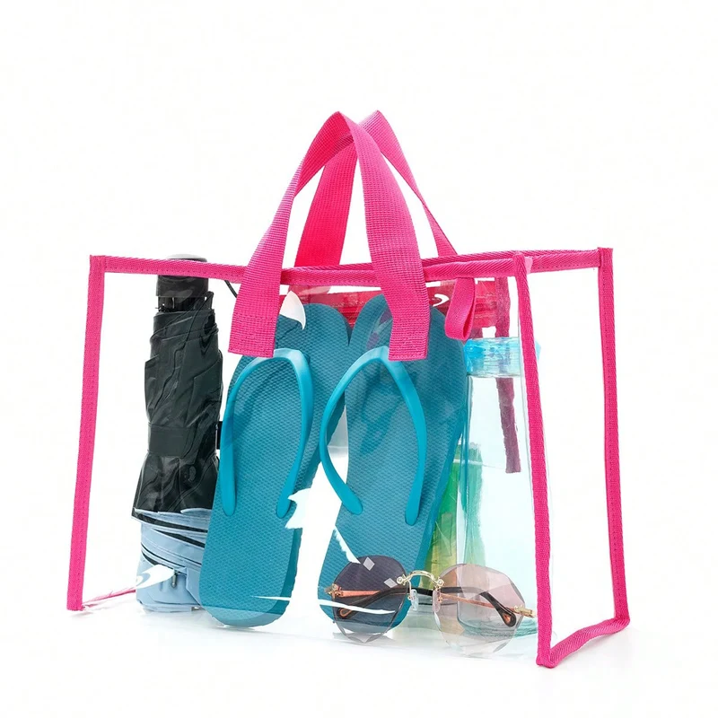 Transparente Strandtasche mit stilvollen Griffen und mehreren Fächern Skanto