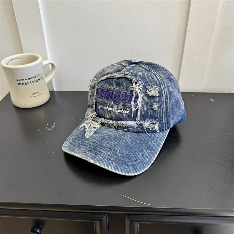 Herren Distressed Jeans-Kappe mit Grafik Skanto