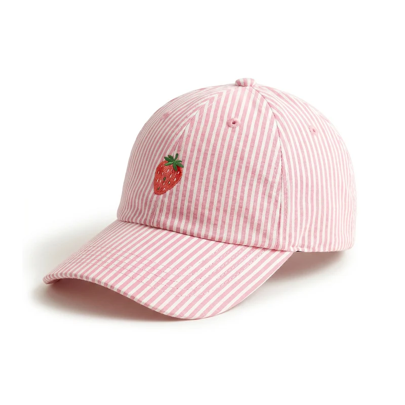 Damen Gestreifte Baseball Cap mit Erdbeermotiv Skanto