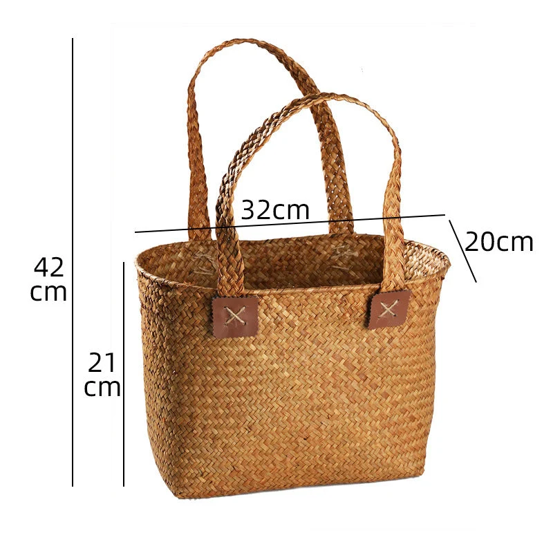 Handgewebter natürlicher geflochtener Einkaufskorb Skanto