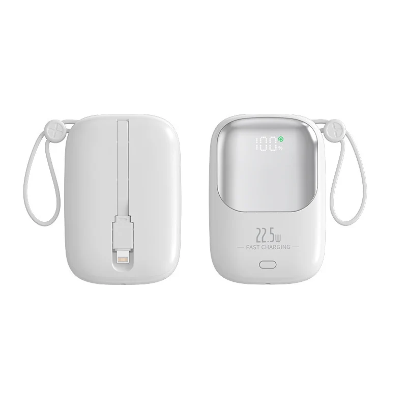 Tragbare Powerbank mit digitaler Ladeanzeige und integriertem Ladekabel Skanto