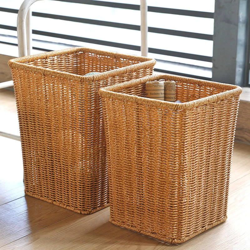 Rechteckiger handgeflochtener Rattan-Abfalleimer Skanto