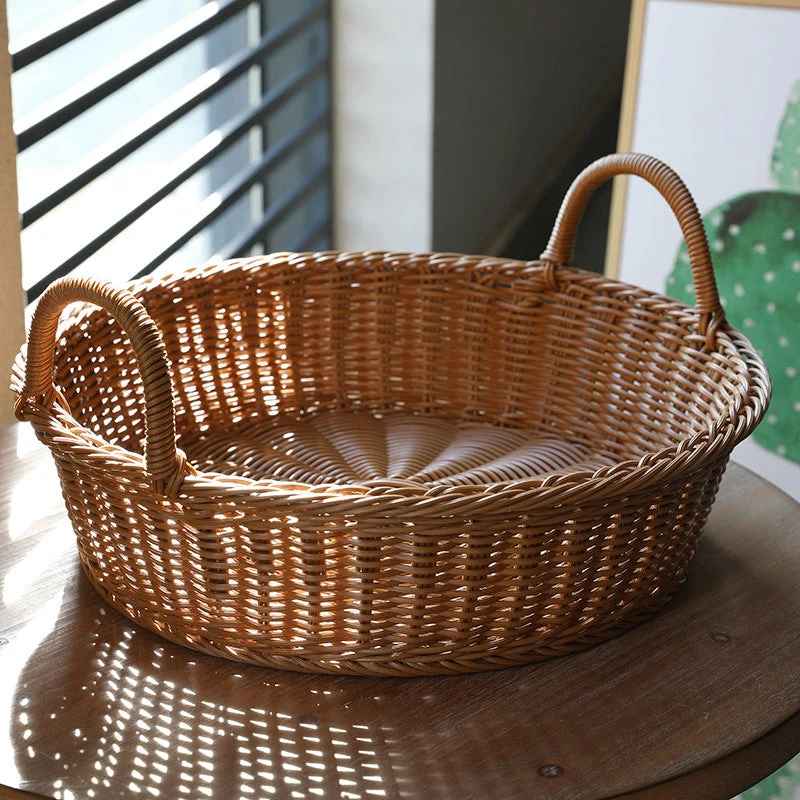 Großer handgeflochtener Rattan-Servierkorb Skanto