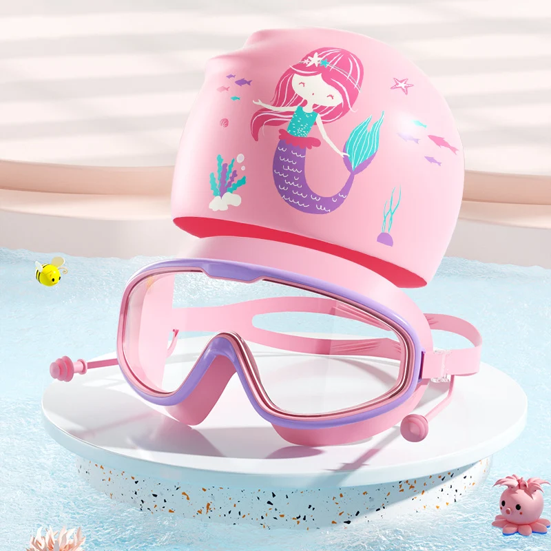 Schwimmmasken- und Badekappen-Set für Kinder mit Dinosaurier-Motiv Skanto