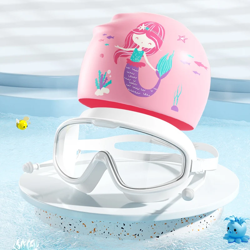 Schwimmmasken- und Badekappen-Set für Kinder mit Dinosaurier-Motiv Skanto