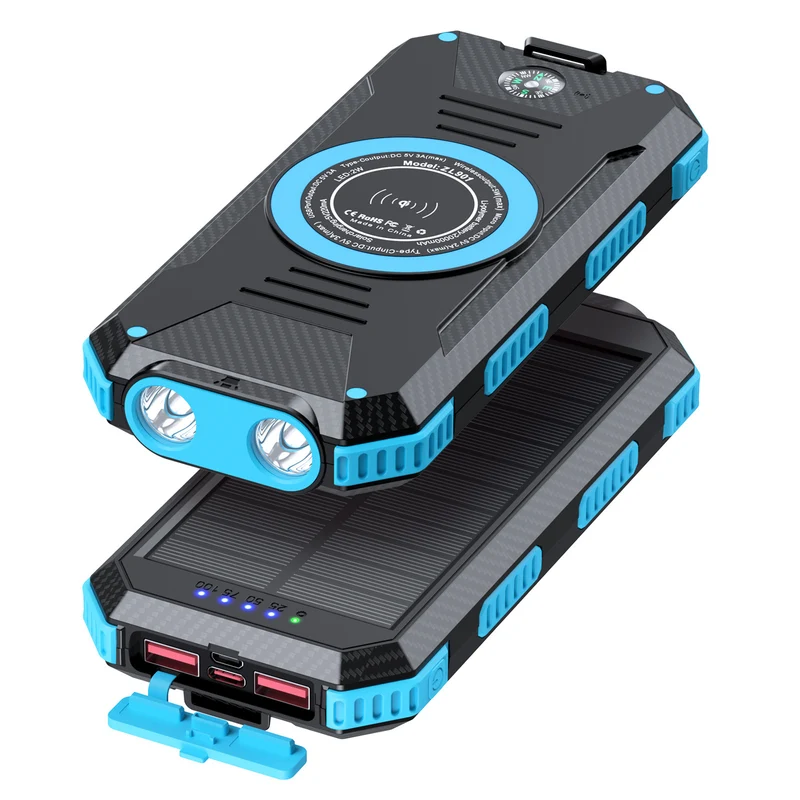Solar-Powerbank mit integriertem Kompass und LED-Licht Skanto