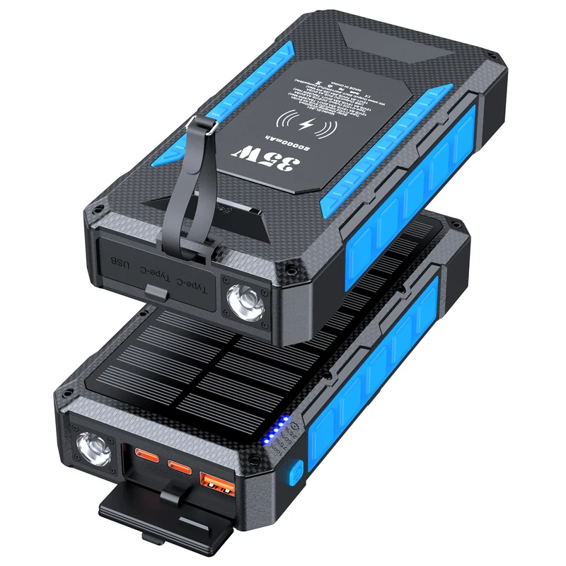 Solar Powerbank mit Schnellladefunktion und integrierter Taschenlampe Skanto