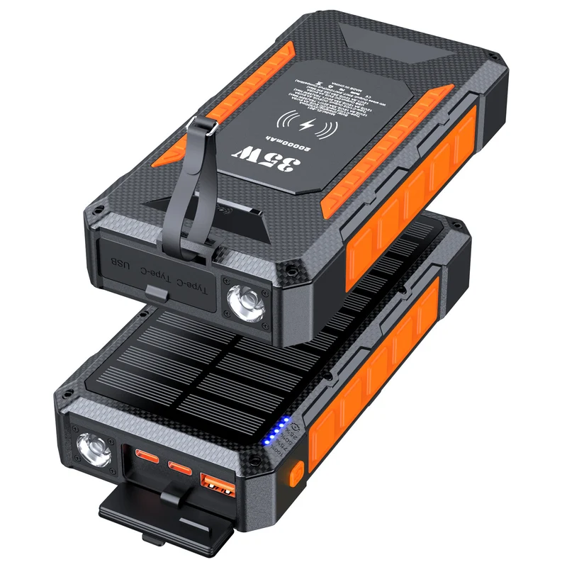 Solar Powerbank mit Schnellladefunktion und integrierter Taschenlampe Skanto