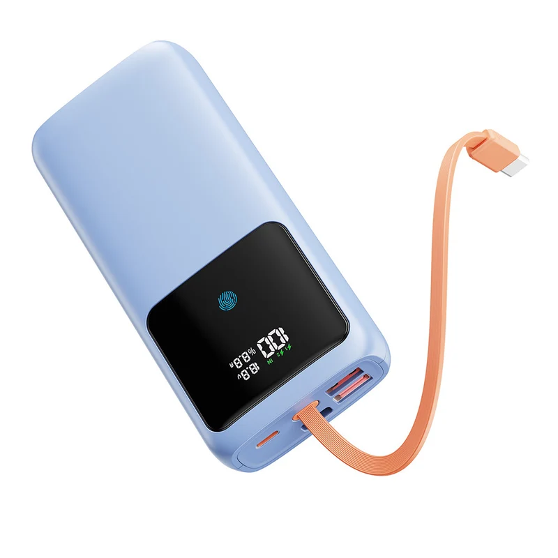 Powerbank mit LED-Display und integrierten Ladeanschlüssen Skanto