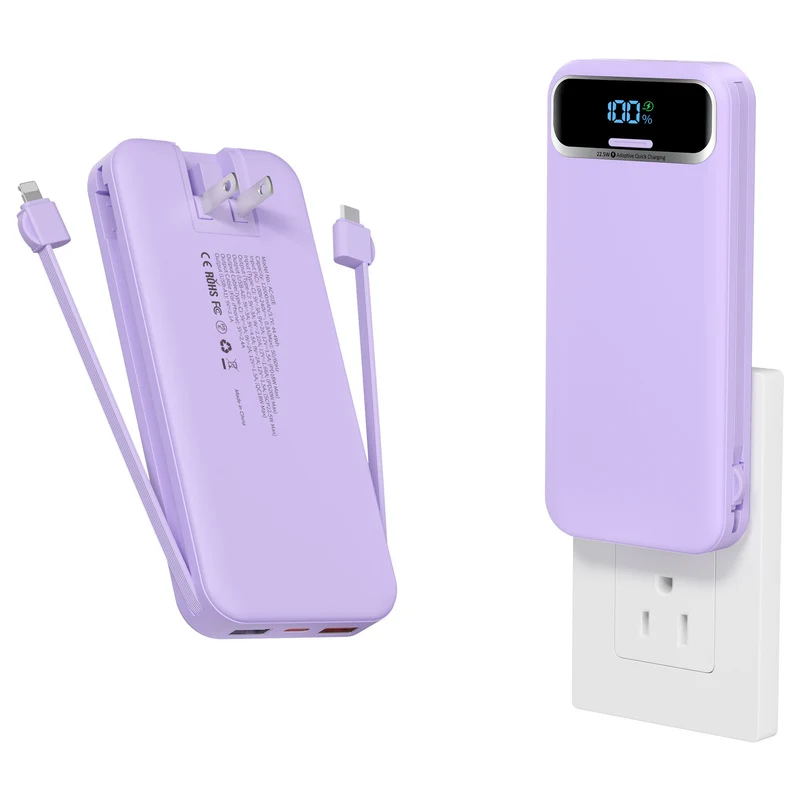 Powerbank mit integriertem Akkuladegerät und LCD-Bildschirm Skanto