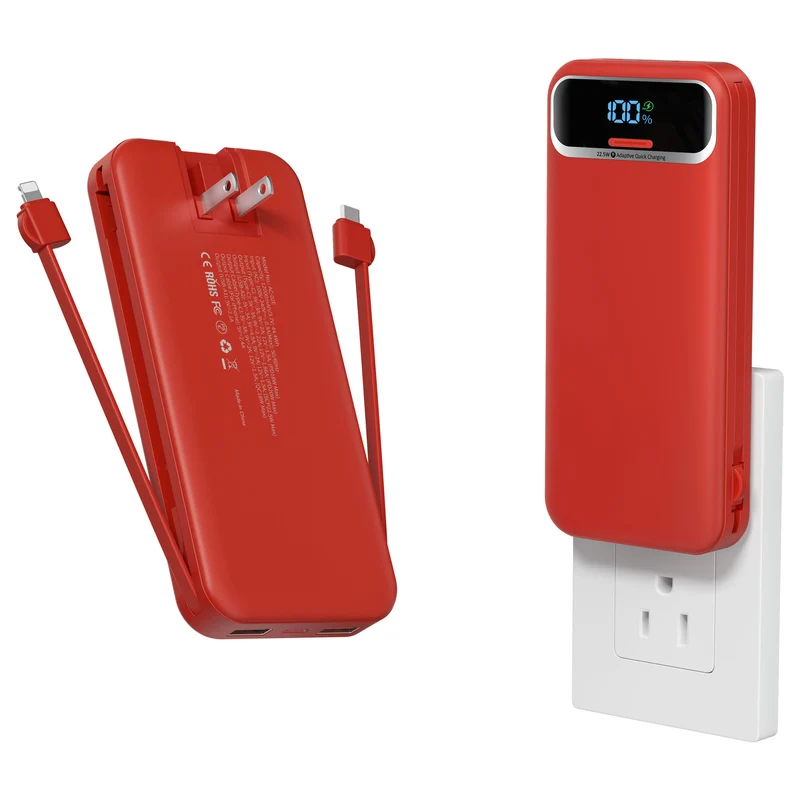 Powerbank mit integriertem Akkuladegerät und LCD-Bildschirm Skanto