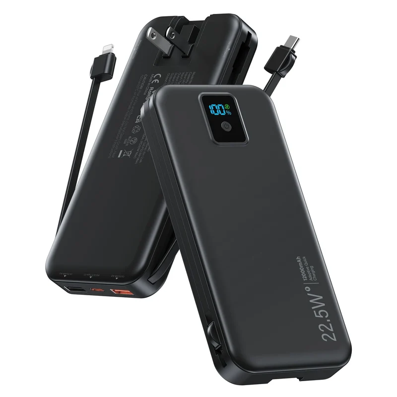 Powerbank mit digitalem LCD-Display und integriertem Ladegerät Skanto