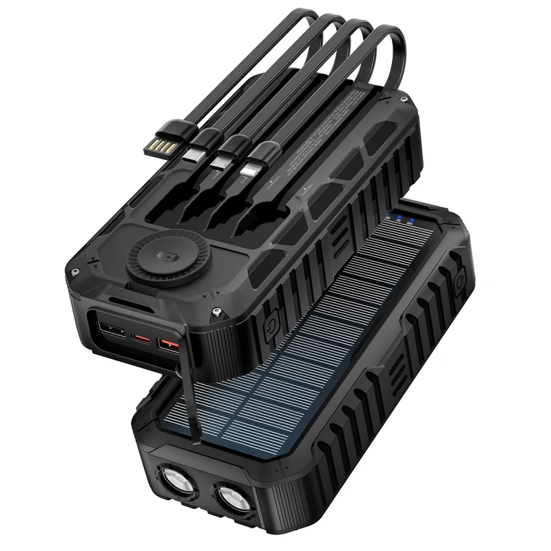 Multifunktionale Solar-Powerbank mit integrierter LED-Lampe Skanto