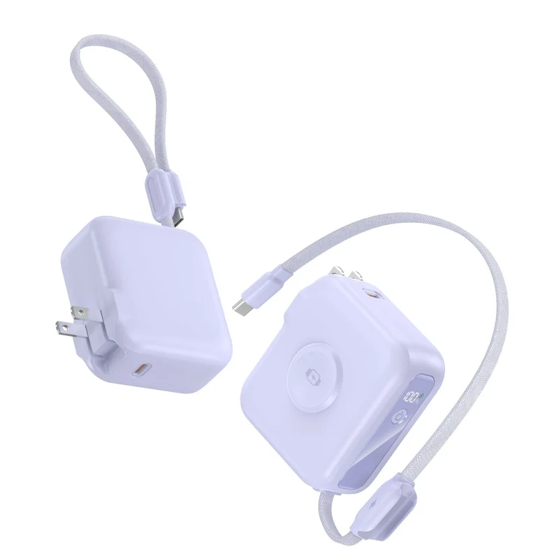 Kompaktes Ladegerät mit integriertem USB-C-Kabel und Digitalanzeige Skanto