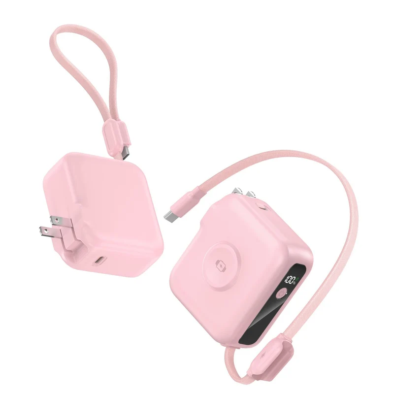 Kompaktes Ladegerät mit integriertem USB-C-Kabel und Digitalanzeige Skanto