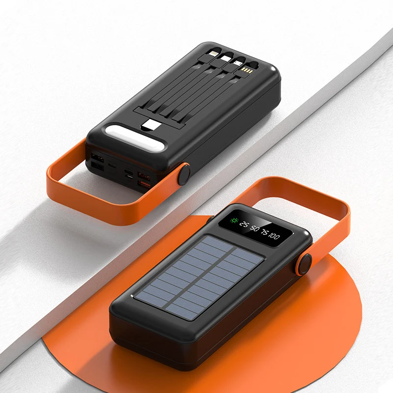 Multifunktionale Solar-Powerbank mit integrierten Ladekabeln Skanto