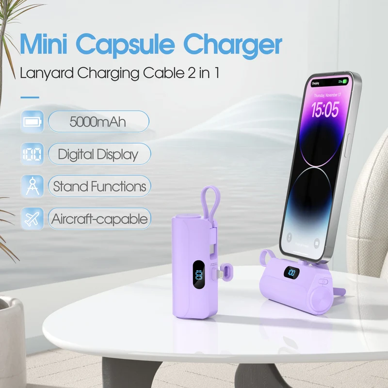 Kompakte Powerbank mit integriertem LED-Licht Skanto