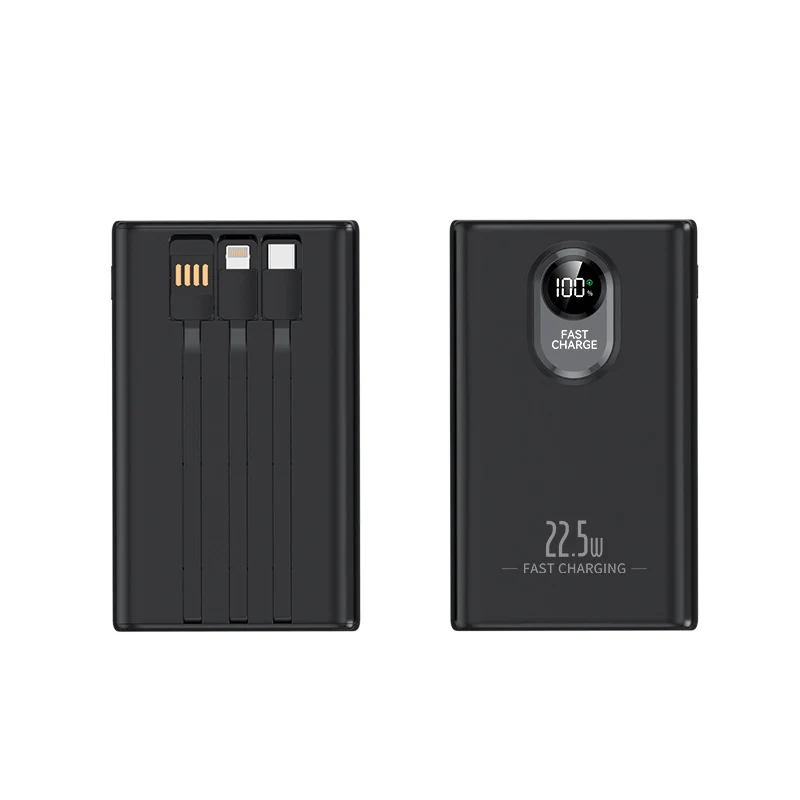 Tragbare Powerbank mit integriertem Multi-Ladekabel und Digitalanzeige Skanto