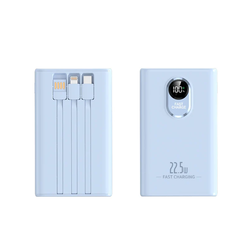 Tragbare Powerbank mit integriertem Multi-Ladekabel und Digitalanzeige Skanto