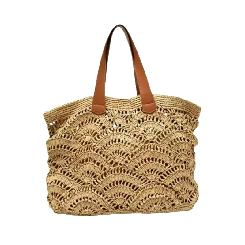 Geflochtene Strandtasche mit Ledergriffen Skanto