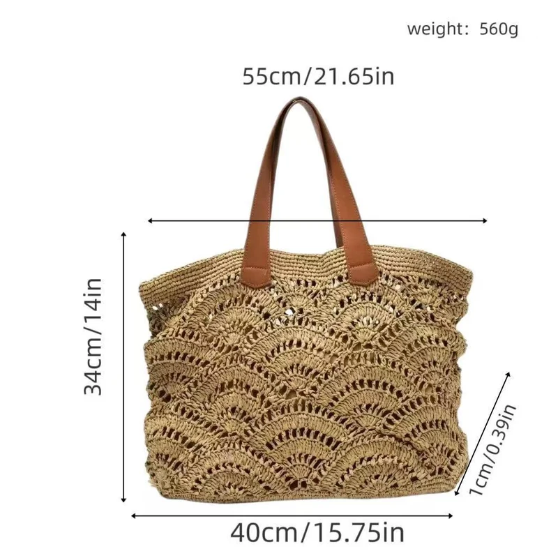 Geflochtene Strandtasche mit Ledergriffen Skanto