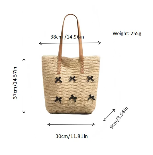 Geflochtene Strohtasche mit dekorativem Schleifendesign Skanto