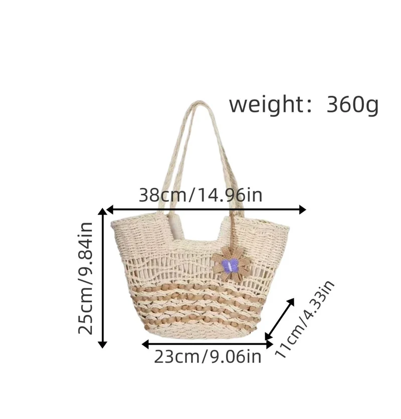 Geflochtene Stroh-Strandtasche Skanto