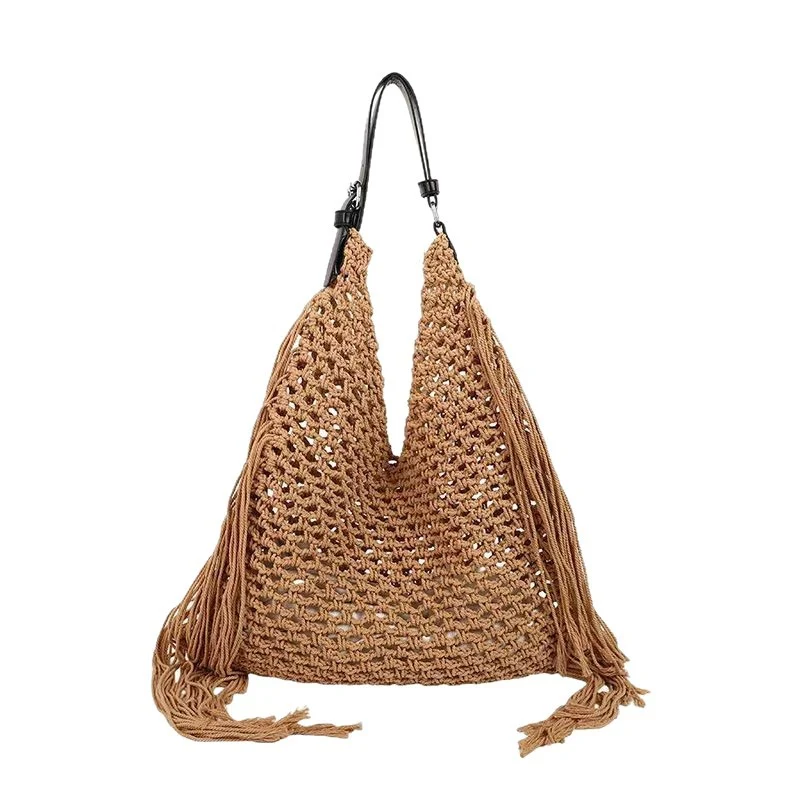 Strukturierte Strandtasche mit Fransen-Details Skanto