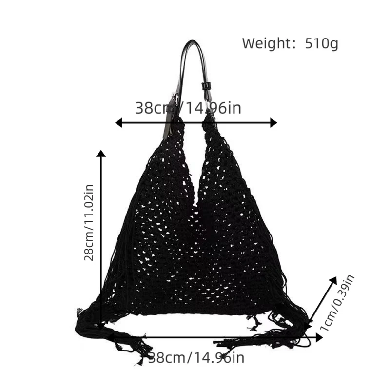 Strukturierte Strandtasche mit Fransen-Details Skanto