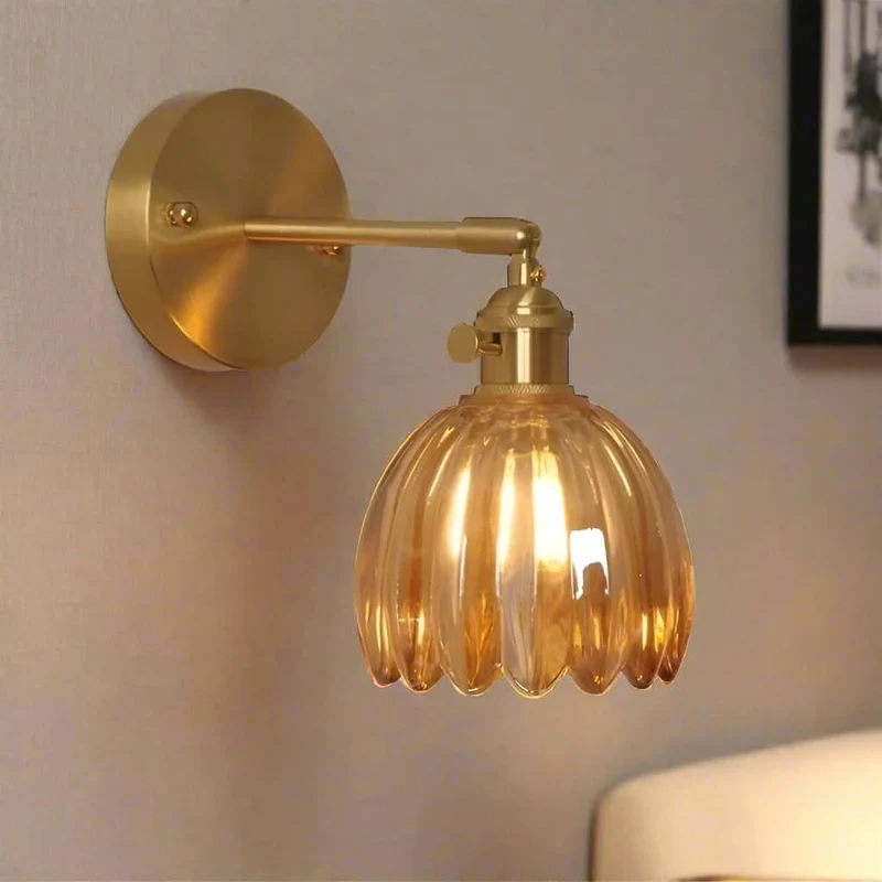 Vintage Tulpenförmige Glas-Wandlampe