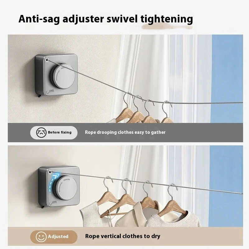 Teleskop-Wäscheleine zur Wandmontage aus Edelstahl | Skanto