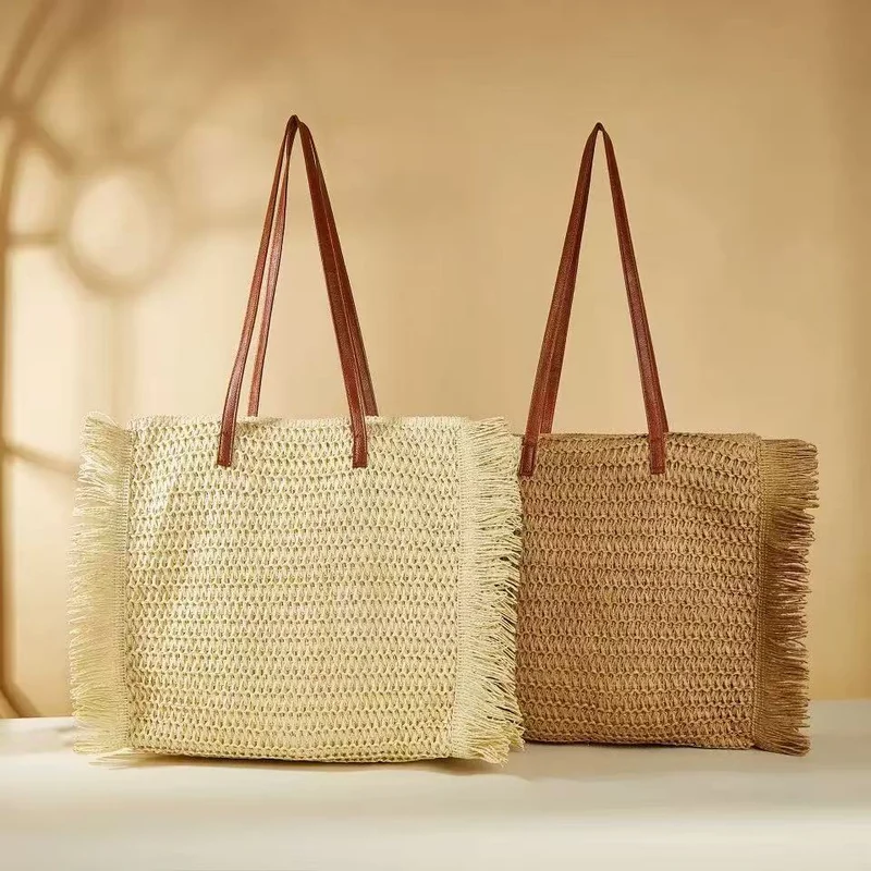 Elegante Raffia-Henkeltasche Skanto
