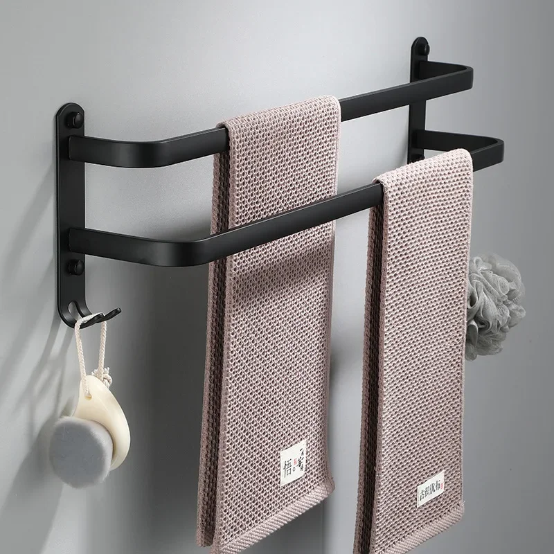Skanto Handtuchhalter – Schwarzes Aluminium | Schraubmontage Skanto