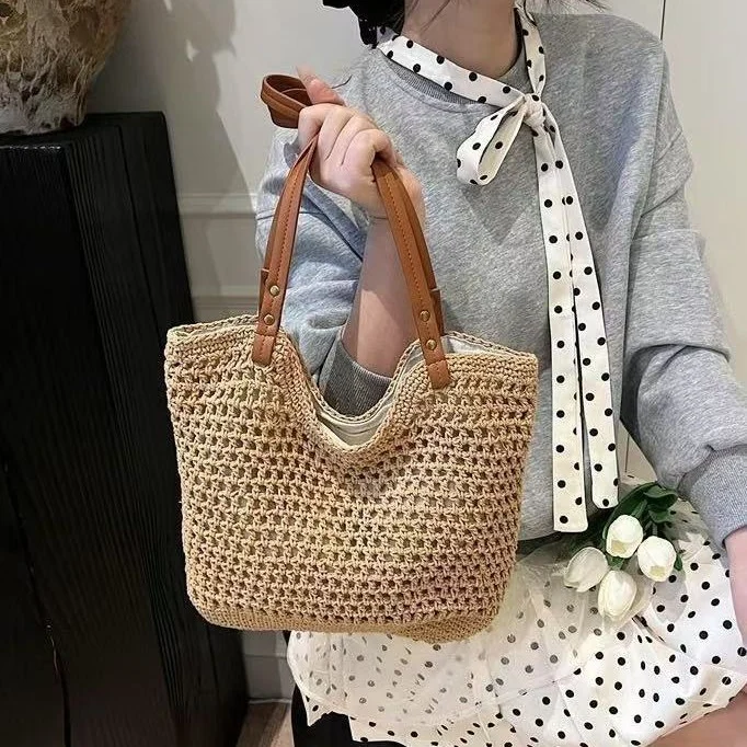 Mesh-Tasche mit robusten Ledergriffen Skanto