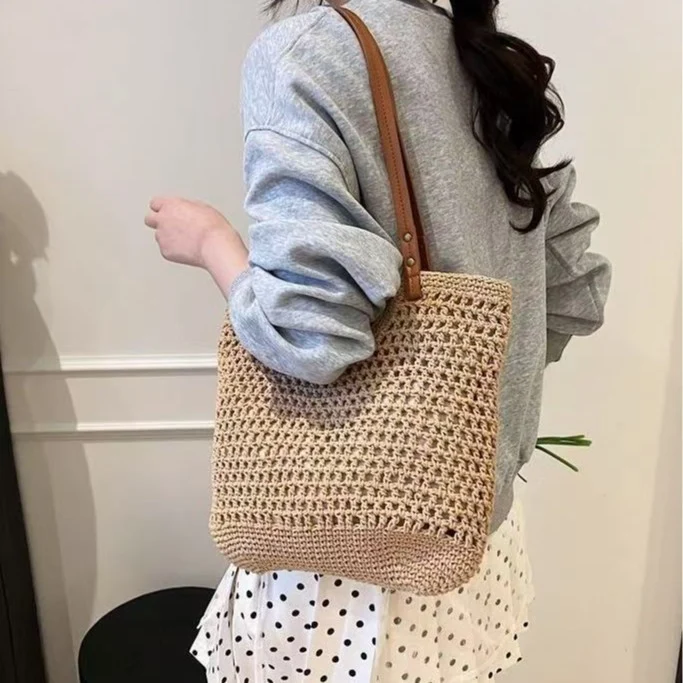 Mesh-Tasche mit robusten Ledergriffen Skanto