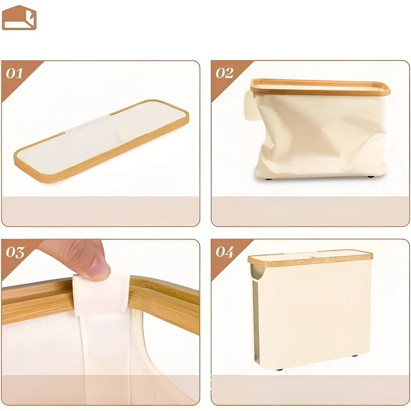 Großer Toilettenpapierhalter mit Deckel – Platzsparend und faltbar | Holzrahmen für Bad und WC | Skanto