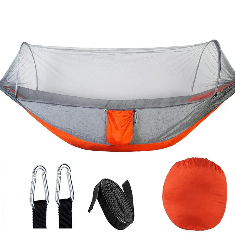 OutdoorRelax Hängematte mit Moskitonetz und Schnellverschluss – 200 kg Tragkraft | Skanto