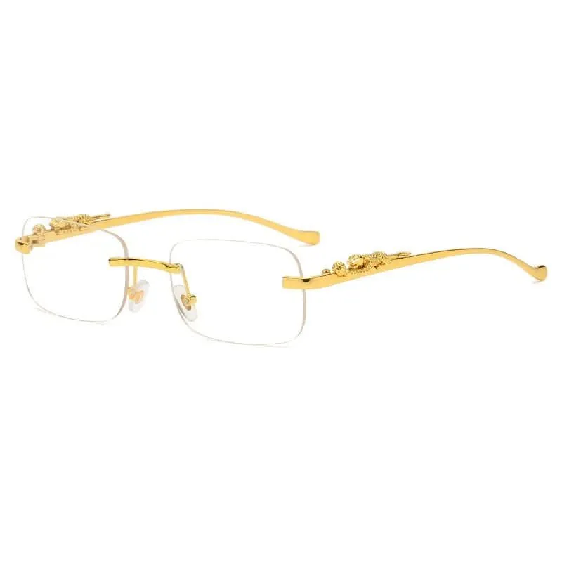 Skanto | Randlose Sonnenbrille mit Leopardenkopf-Design und UV400-Schutz