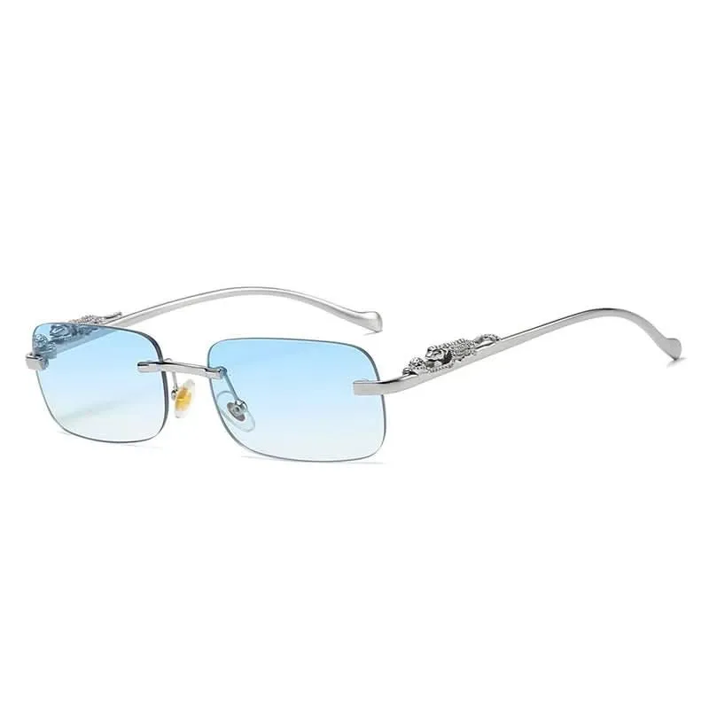 Skanto | Randlose Sonnenbrille mit Leopardenkopf-Design und UV400-Schutz
