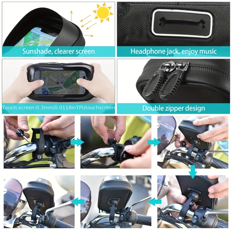Wasserdichte Handyhalterung für Fahrrad & Motorrad – 360° drehbar & passend für 4.5-6.4" | Skanto