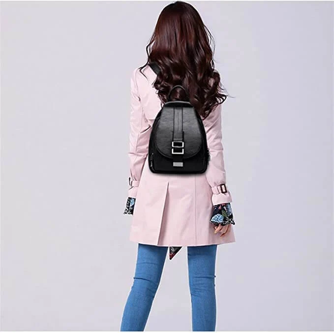 Damen-Lederrucksack mit Anti-Diebstahl-Fach und kompaktem Design | Skanto