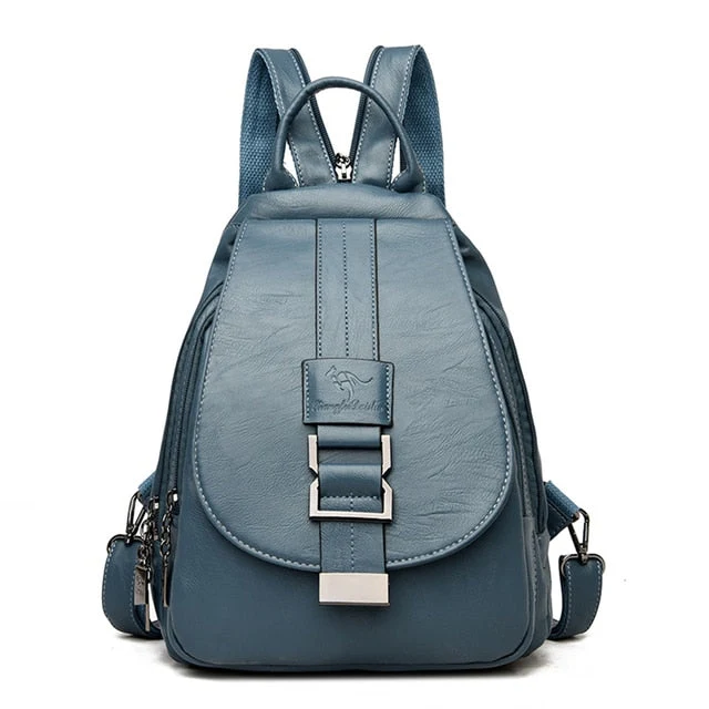 Damen-Lederrucksack mit Anti-Diebstahl-Fach und kompaktem Design | Skanto
