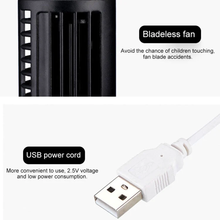 Turm-USB-Elektroventilator Bladeless Klimaanlagen-Ventilator (Schwarz) | Skanto