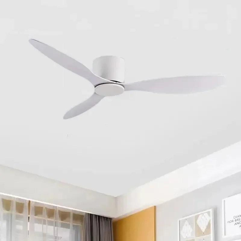 42-52 Zoll Deckenventilatoren mit DC-Motor – Fernbedienung, flache Kühlventilatoren, ohne Licht, Optionen in Weiß, Holz & Schwarz | Skanto