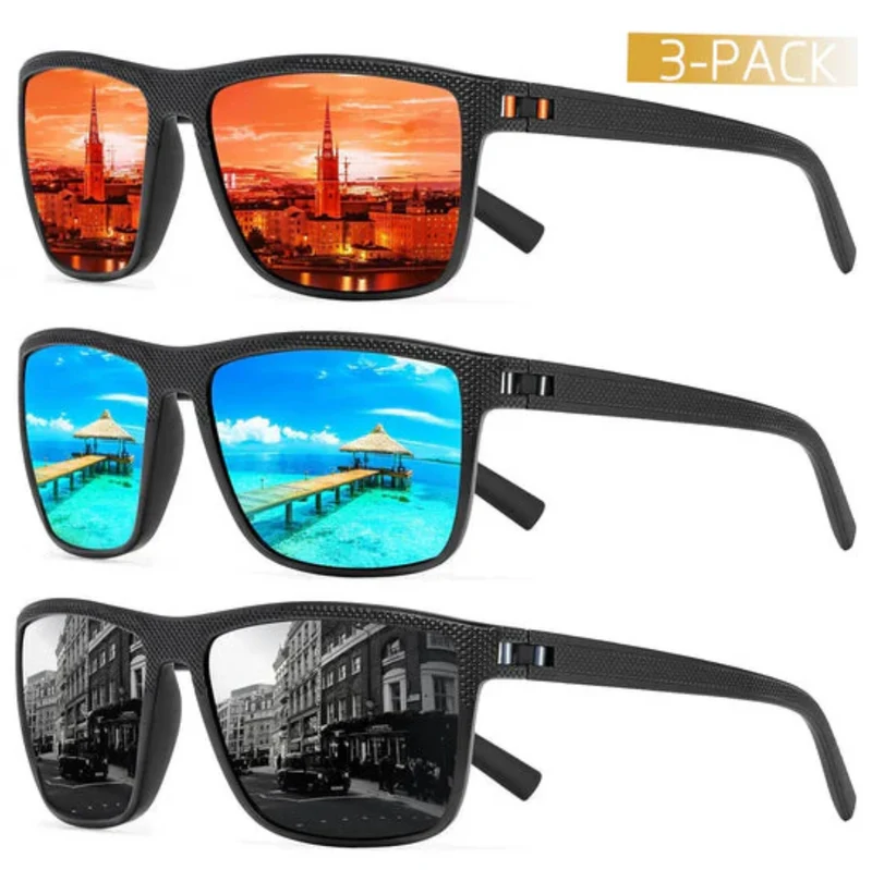 ZichtZeker 3-teiliges polarisiertes Sonnenbrillen-Set – UV400 Schutz & Komfort