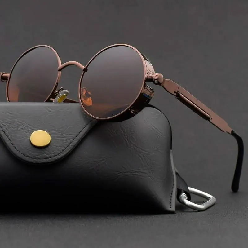Vintage runde Steampunk-Sonnenbrille, polarisiert, UV400